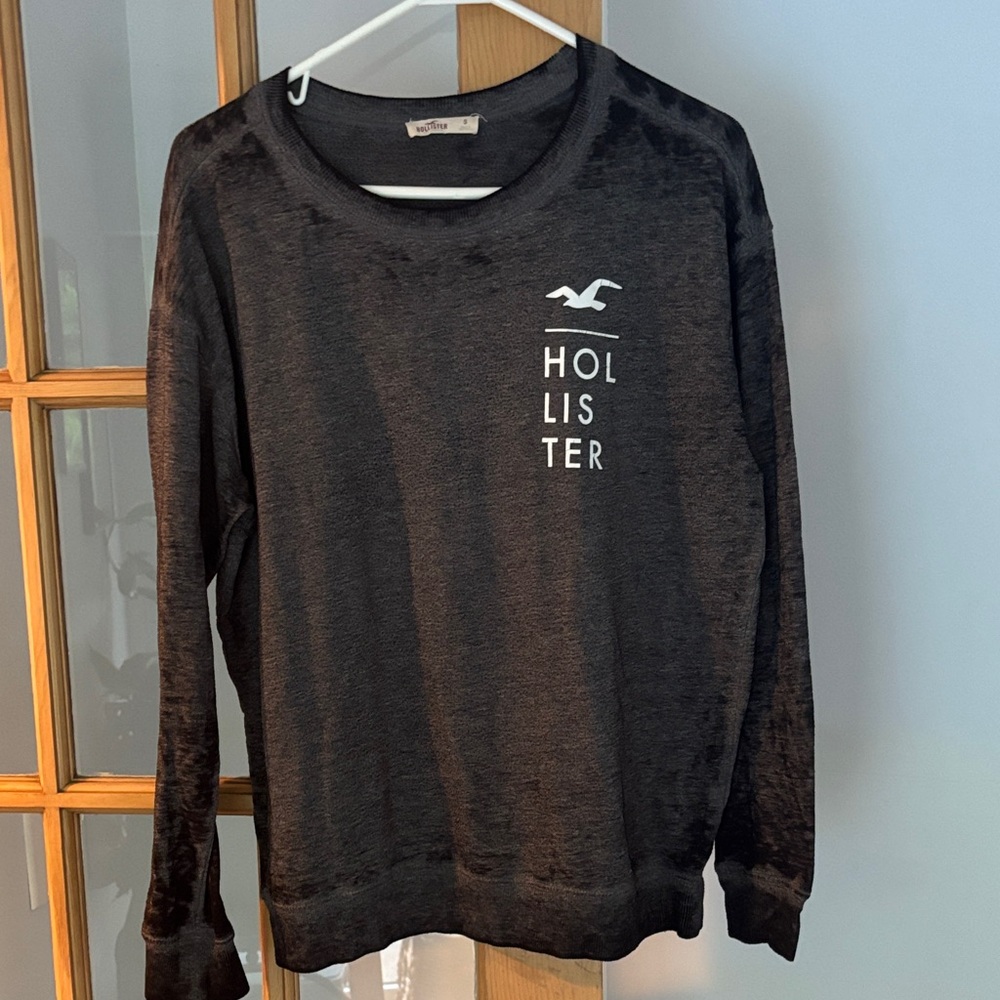 Hollister Black Crewneck Sweatshirt with White Logo